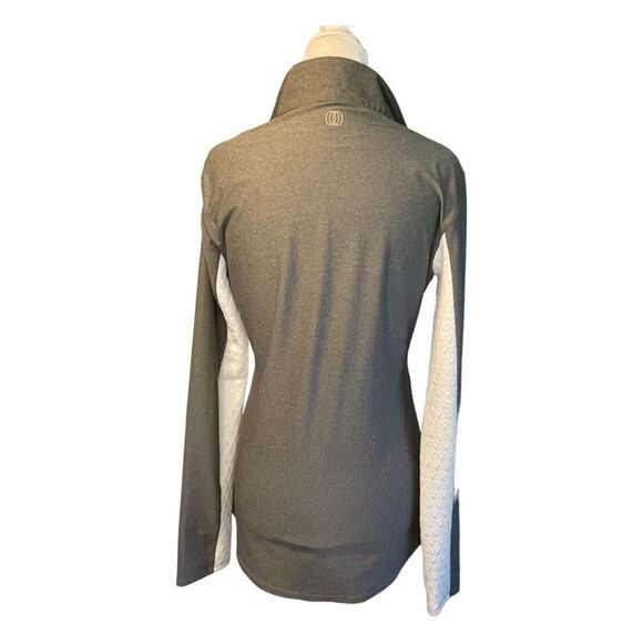 Balanced Collection Track Jacket Gray Ivory Argyle Stretch Knit Full Zip S - Picture 4 of 7